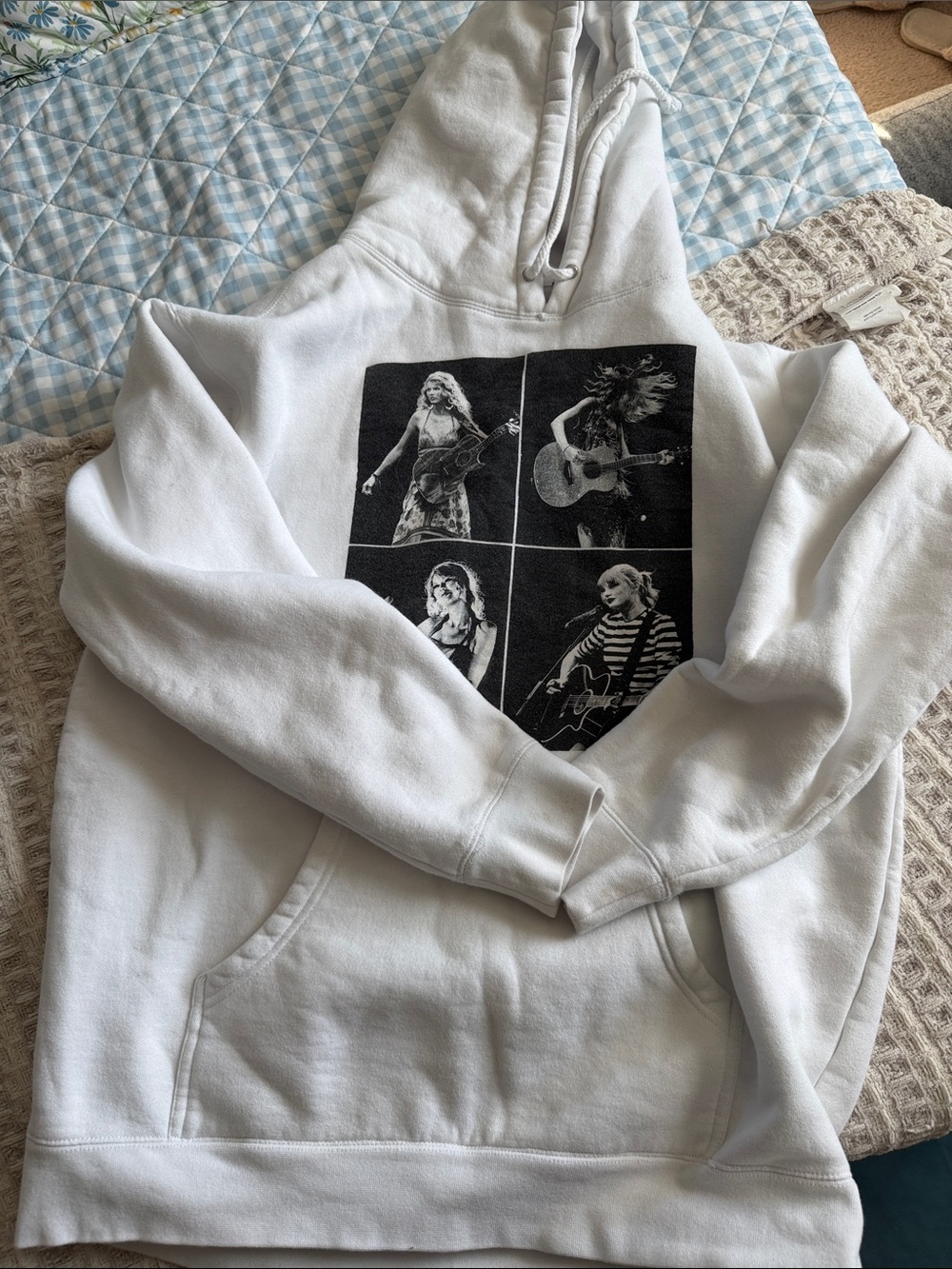Taylor Swift White Hoodie with Black Photo Panel